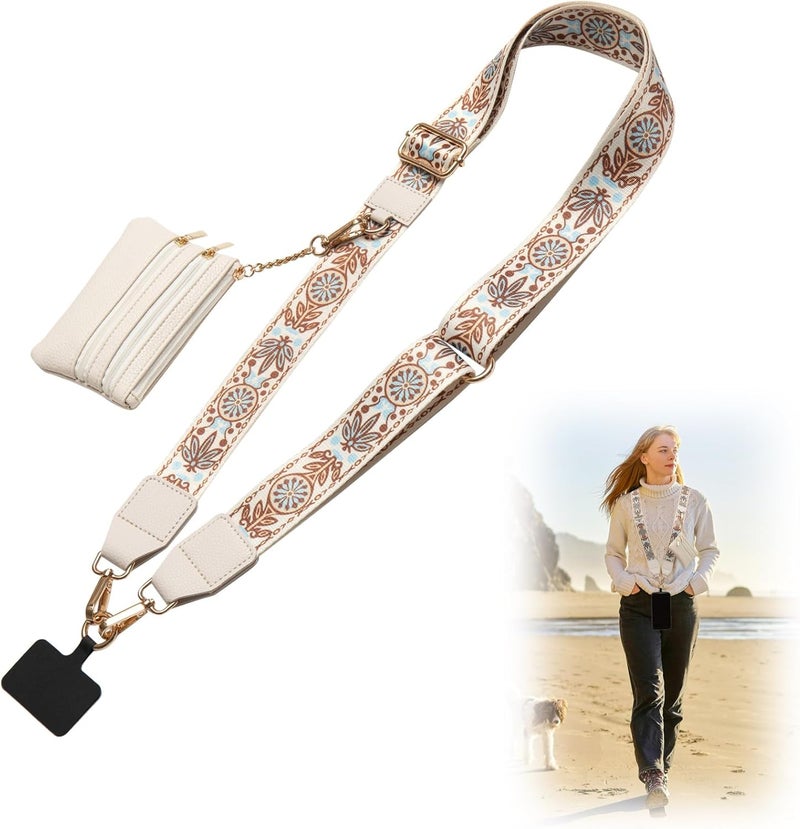 CUEDM Cell Phone Lanyard Crossbody,Adjustable Cell Phone Strap with Wristlet,Clip and Go Strap for Phone with Wallet - Image 1